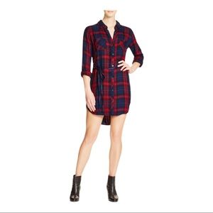 Rails plaid belted flannel shirt dress Small